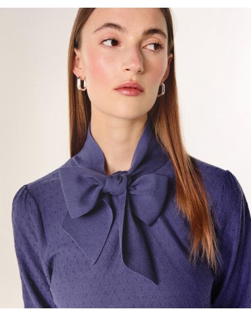 Pull col lavallière en laine Hanae violet parme