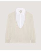 Pull manches longues en laine Aiko blanc écru