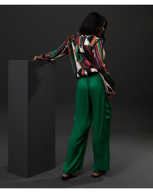 Pantalon cargo en satin Amara vert
