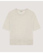 Pull col rond manches courtes en laine Sakura blanc écru