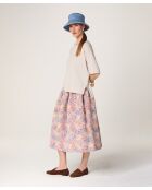 Pull col rond manches courtes en laine Sakura blanc écru