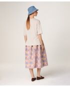 Pull col rond manches courtes en laine Sakura blanc écru