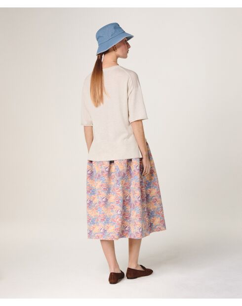 Pull col rond manches courtes en laine Sakura blanc écru