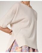 Pull col rond manches courtes en laine Sakura blanc écru