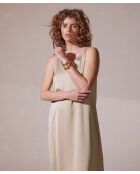 Robe à bretelle fronce satin Amina beige