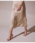 Robe à bretelle fronce satin Amina beige