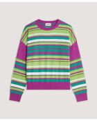 Pull Raye Col Rond en coton Siham rose fuchsia