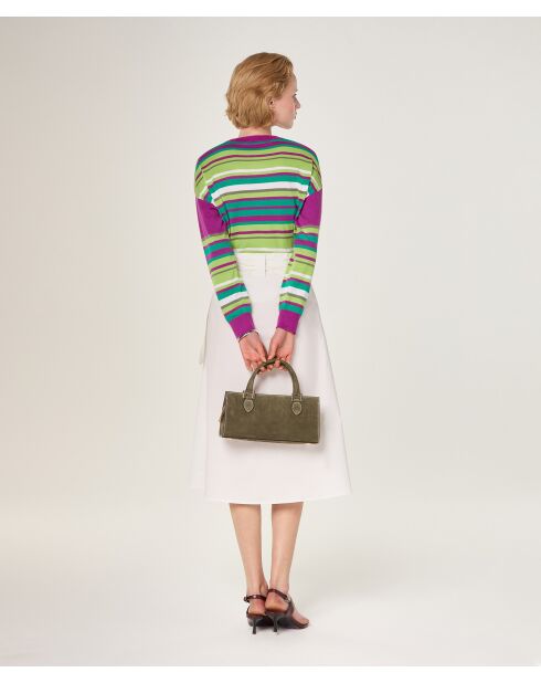 Pull Raye Col Rond en coton Siham rose fuchsia