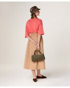 Mei mandarijnoranje wollen trui met korte mouwen en V-hals