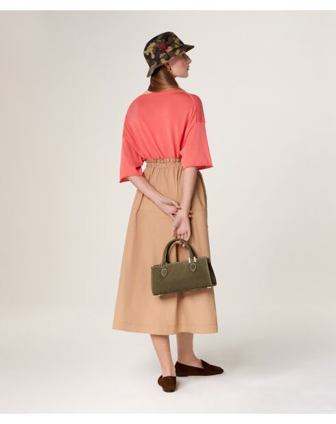 Mei kurzärmliger Wollpullover mit V-Ausschnitt in Mandarin-Orange