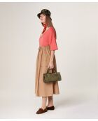 Mei mandarijnoranje wollen trui met korte mouwen en V-hals