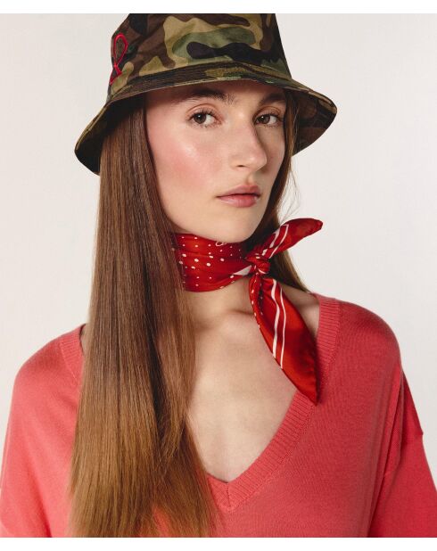 Mei kurzärmliger Wollpullover mit V-Ausschnitt in Mandarin-Orange