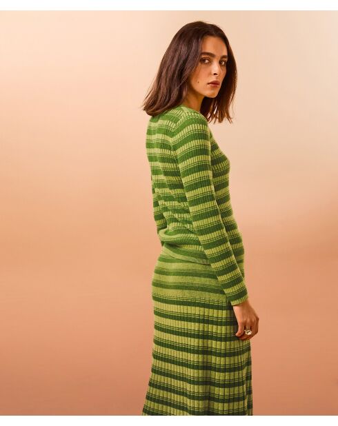 Pull Col V Fantaisie Imani vert pitache