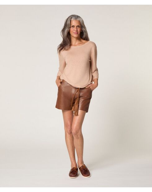 Beiger Kurzarmpullover Astou