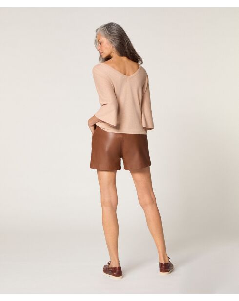 Beiger Kurzarmpullover Astou