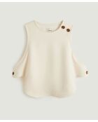 Ikram weißes, ecrufarbenes ärmelloses Top mit Knöpfen