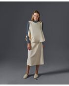 Ikram weißes, ecrufarbenes ärmelloses Top mit Knöpfen