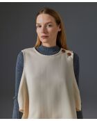 Ikram weißes, ecrufarbenes ärmelloses Top mit Knöpfen