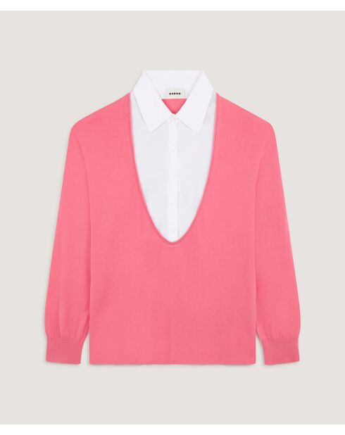 Pull manches longues en laine Aiko rose bobon
