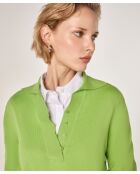 Polo Soukaina verbena in cotone con colletto fantasia