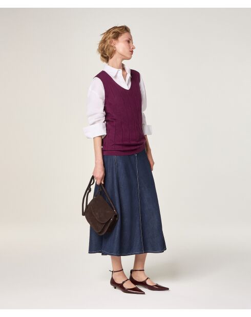 Fantasy-Stricktunika mit V-Ausschnitt aus Baumwolle Mouna Purpurwein