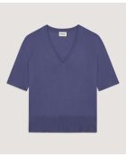 Pull en laine col V manches courtes Mei violet parme