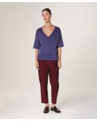 Pull en laine col V manches courtes Mei violet parme