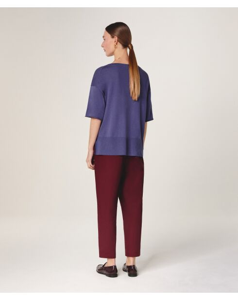 Pull en laine col V manches courtes Mei violet parme