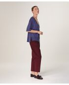 Pull en laine col V manches courtes Mei violet parme