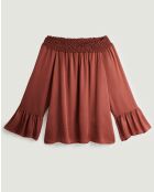 Braunes Top mit U-Boot-Ausschnitt