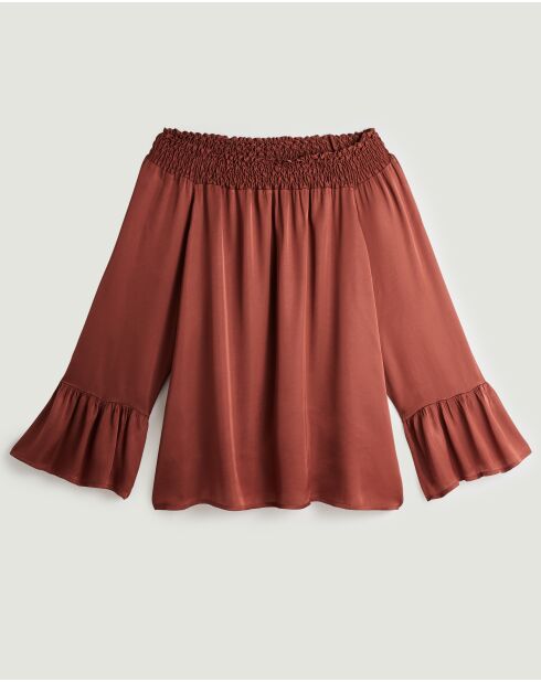 Braunes Top mit U-Boot-Ausschnitt