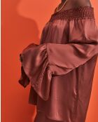 Braunes Top mit U-Boot-Ausschnitt