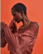 Braunes Top mit U-Boot-Ausschnitt