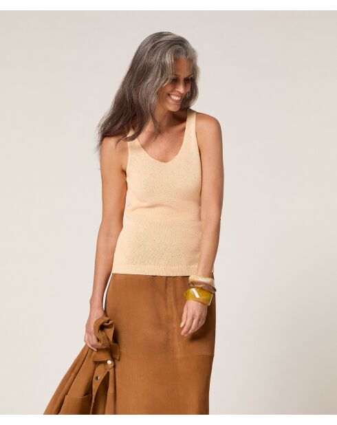 Geripptes Tanktop Wafa in Sandgelb