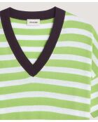 Gestreiftes Baumwoll-T-Shirt mit V-Ausschnitt Nawal Verbena