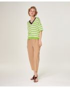 Gestreiftes Baumwoll-T-Shirt mit V-Ausschnitt Nawal Verbena