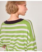 Gestreiftes Baumwoll-T-Shirt mit V-Ausschnitt Nawal Verbena