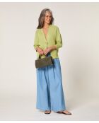 Ife Limettengrüne, offene Weste mit Puffärmeln