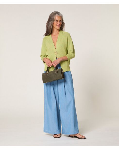 Ife Limettengrüne, offene Weste mit Puffärmeln