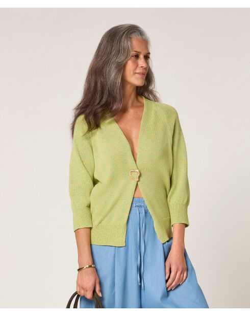 Ife Limettengrüne, offene Weste mit Puffärmeln