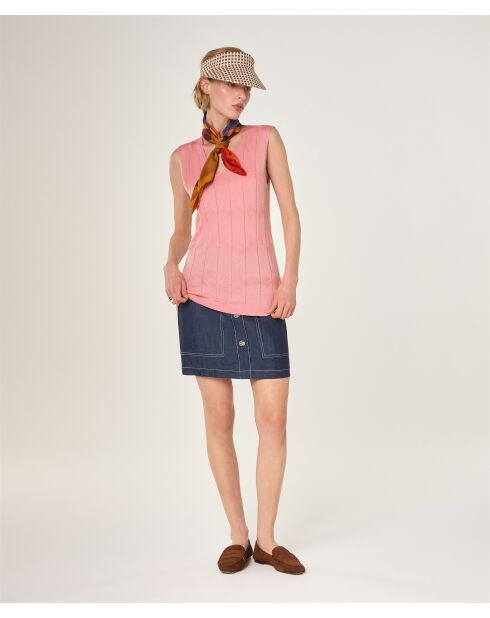 Mouna Fantasy-Stricktunika aus Baumwolle mit V-Ausschnitt aus Rosenholz