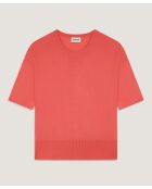 Kurzärmliger Rundhalspullover aus Sakura-Wolle in Mandarin-Orange