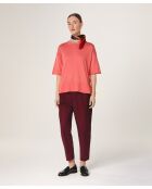 Kurzärmliger Rundhalspullover aus Sakura-Wolle in Mandarin-Orange