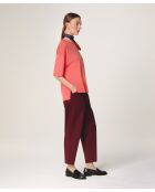 Kurzärmliger Rundhalspullover aus Sakura-Wolle in Mandarin-Orange