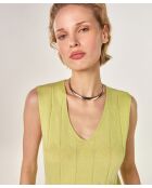 Fantasy-Stricktunika mit V-Ausschnitt aus hellgrüner Mouna-Baumwolle