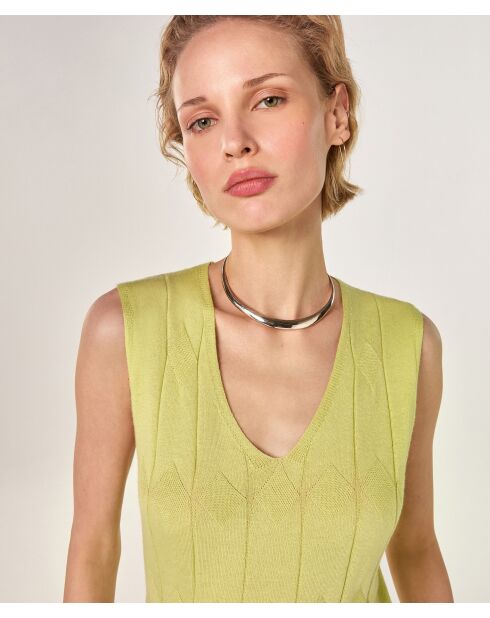 Fantasy-Stricktunika mit V-Ausschnitt aus hellgrüner Mouna-Baumwolle