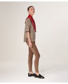 Mei bruine taupe wollen trui met korte mouwen en V-hals