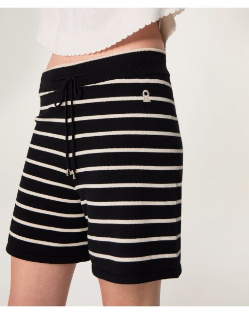 Short rayé en coton en jersey Kemi blanc/noir