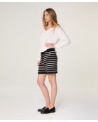 Short rayé en coton en jersey Kemi blanc/noir
