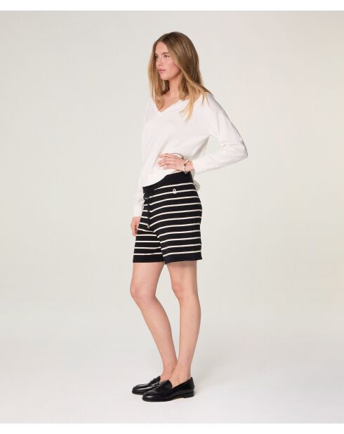 Short rayé en coton en jersey Kemi blanc/noir